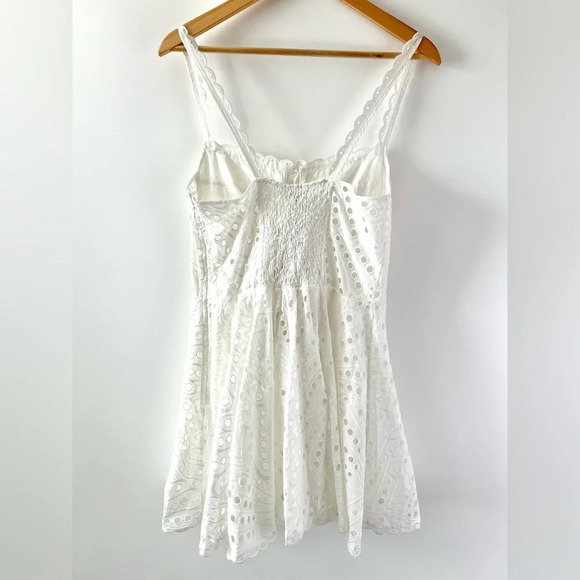 New CHARO RUIZ | Nina Fit and Flare White Eyelet Short Mini Dress Size Large - Picture 8 of 14